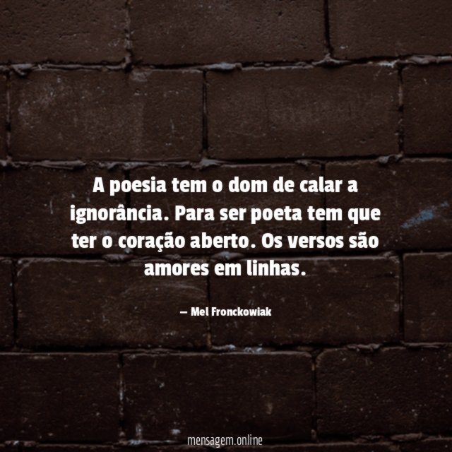 A poesia tem o dom de calar a ignorância