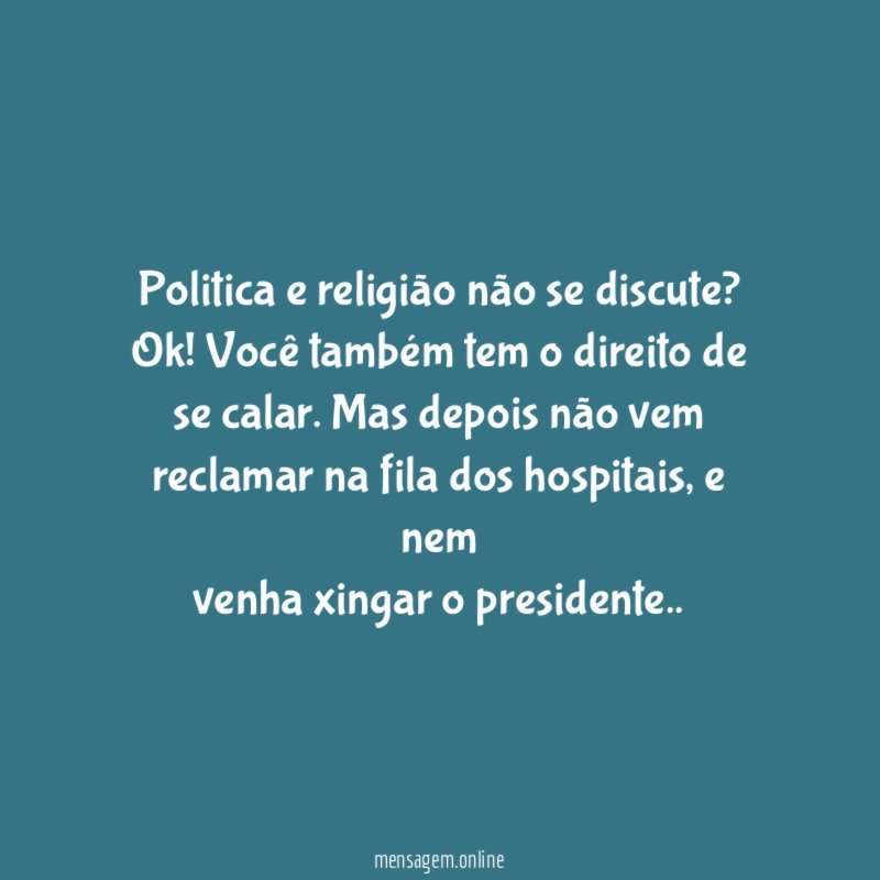Politica e religião não se discute