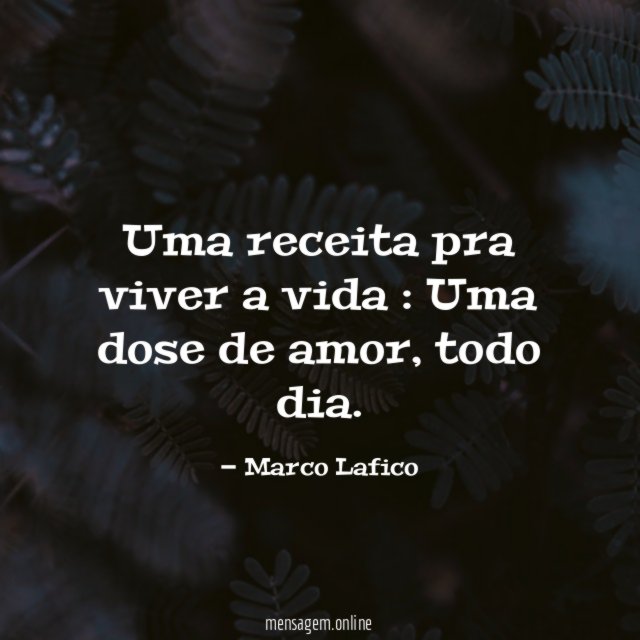 Uma receita pra viver a vida