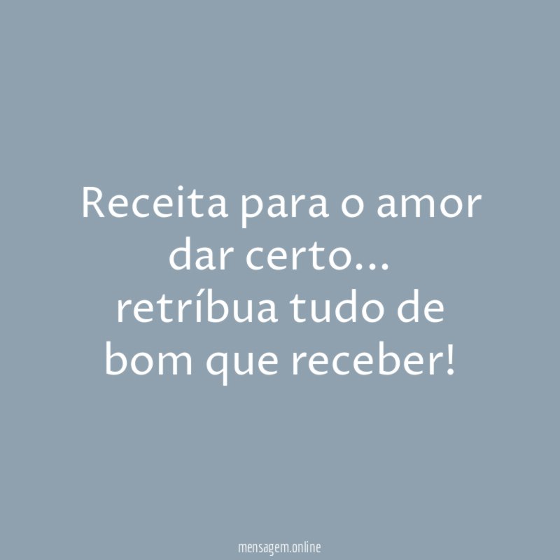 Receita para o amor dar certo