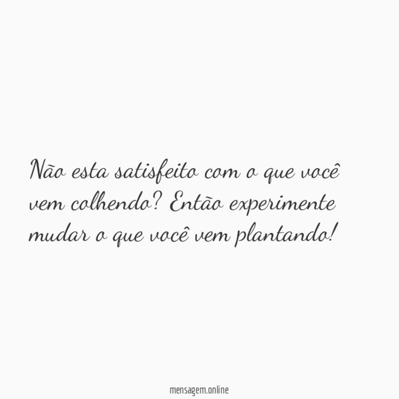 Não esta satisfeito com o que você vem colhendo
