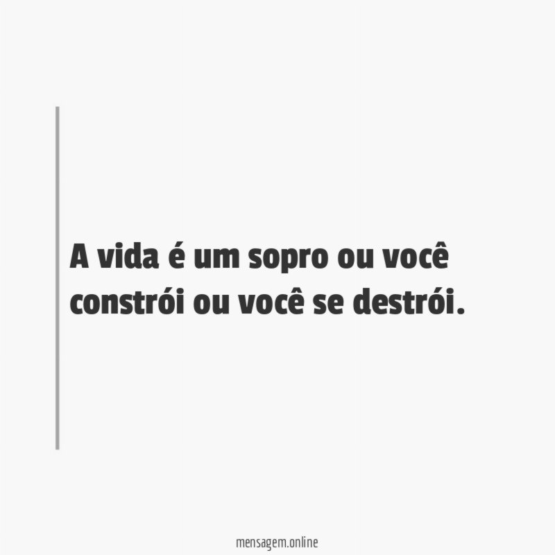 A vida é um sopro ou você constrói
