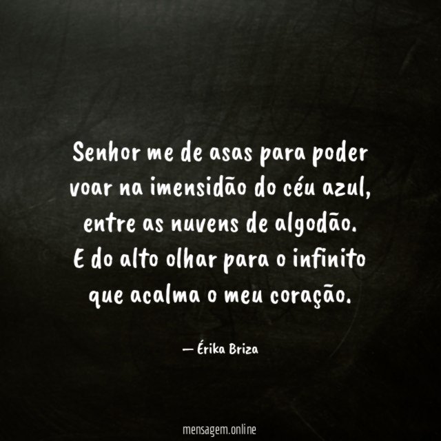 Senhor me de asas para poder voar na