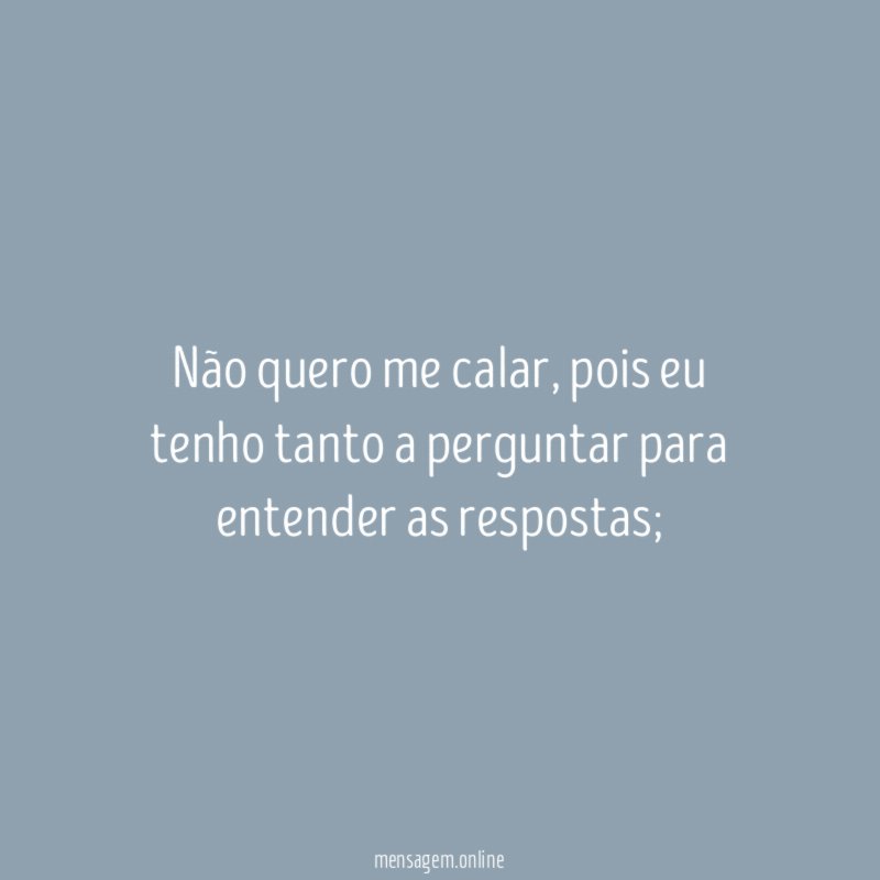 Não quero me calar