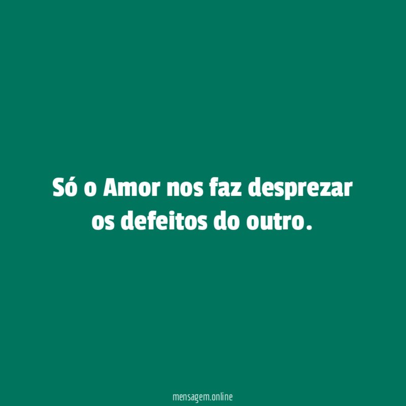 Só o Amor nos faz desprezar os defeitos do outro