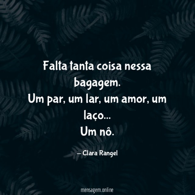 Falta tanta coisa nessa bagagem