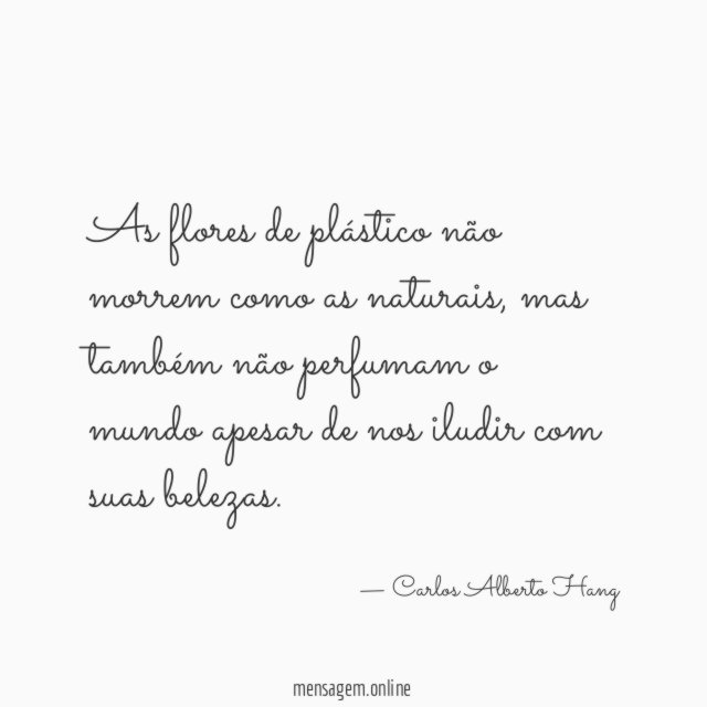As flores de plástico não morrem como as naturais