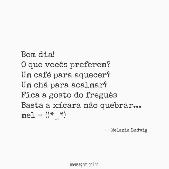 Bom dia!
O que vocês preferem?