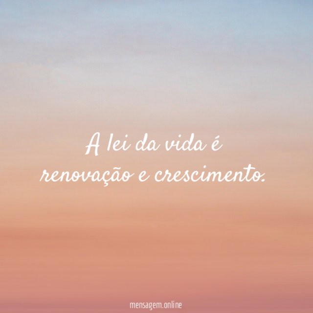 A lei da vida é renovação e crescimento