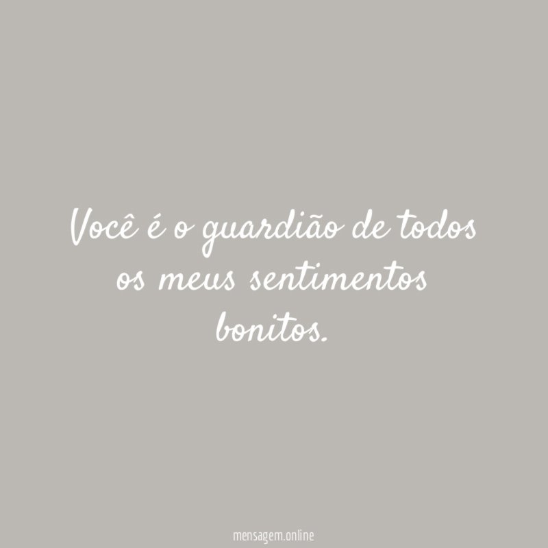 Você é o guardião de todos os meus sentimentos bonitos