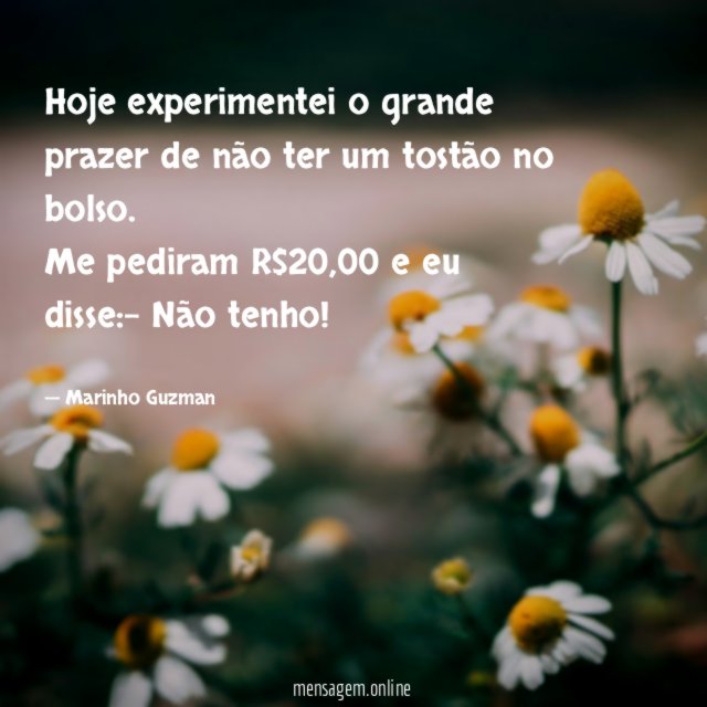 Hoje experimentei o grande prazer de não ter