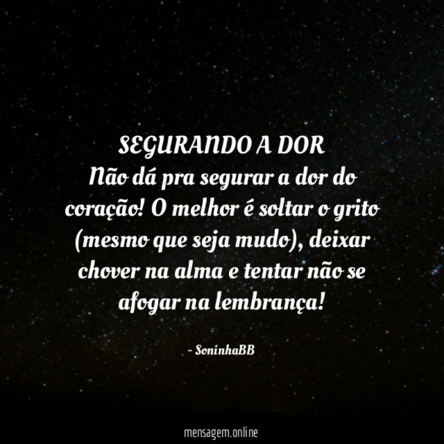 SEGURANDO A DOR