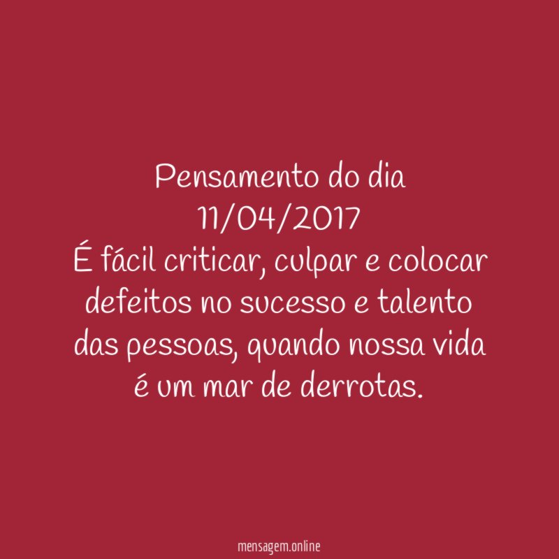 Pensamento do dia 11/04/2017
