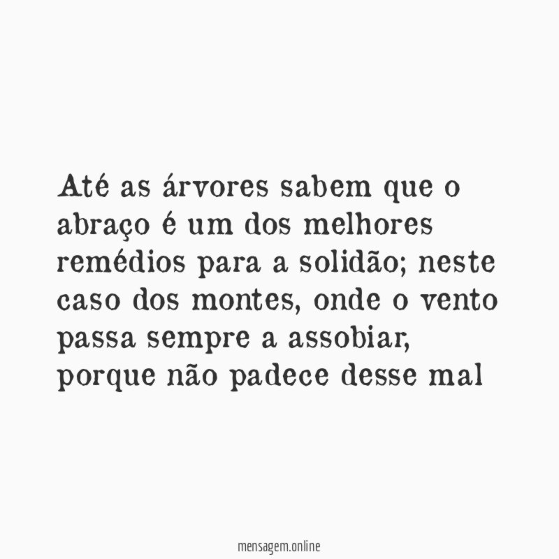 Até as árvores sabem que o abraço é
