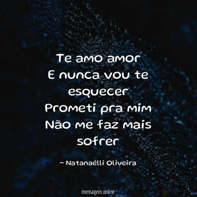 Te amo amor E nunca vou te esquecer Prometi pra