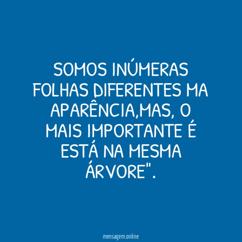 Somos inúmeras folhas diferentes ma aparência
