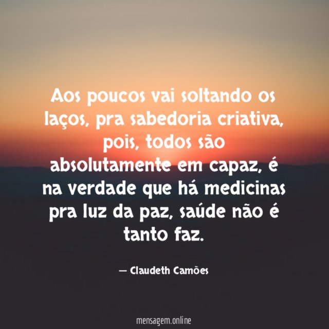 Aos poucos vai soltando os laços