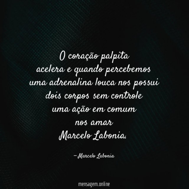 O coração palpita acelera e quando percebemos uma adrenalina louca