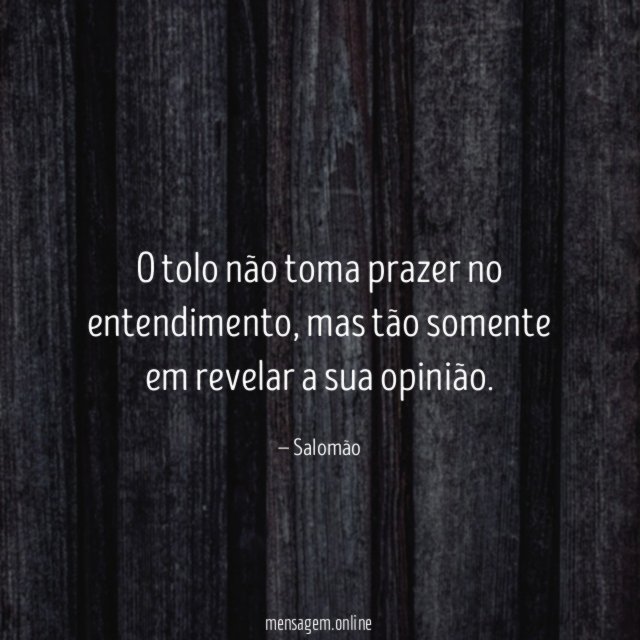 O tolo não toma prazer no entendimento