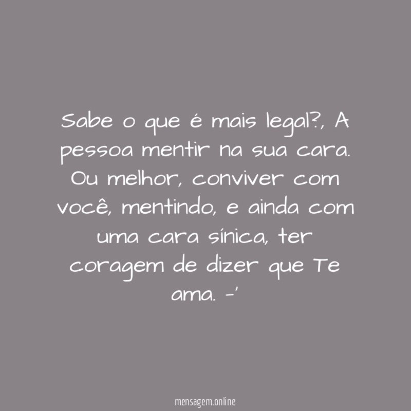 Sabe o que é mais legal