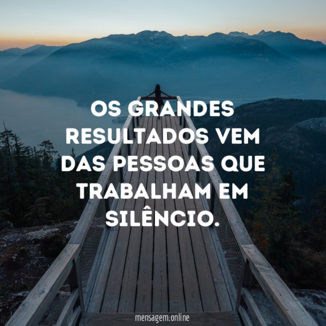 Os grandes resultados vem das pessoas que trabalham em silêncio