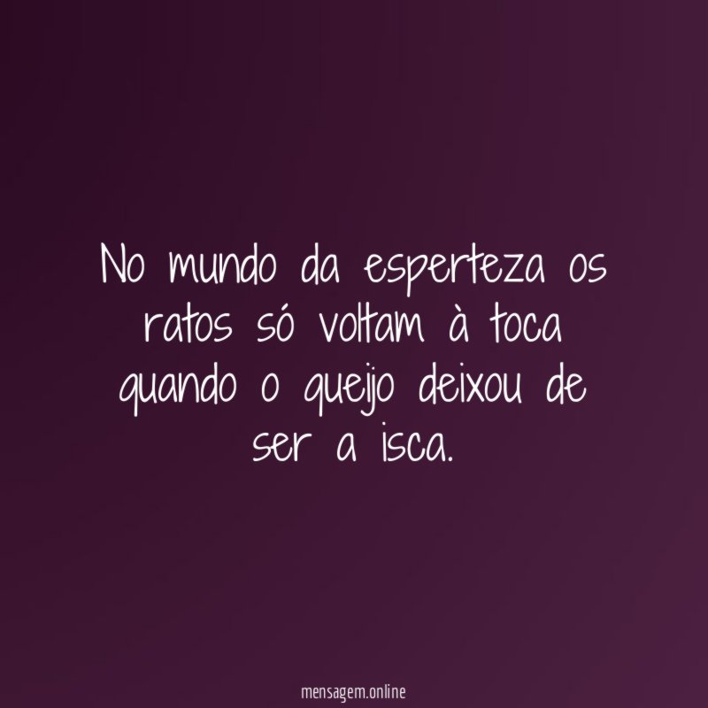 No mundo da esperteza os ratos só voltam