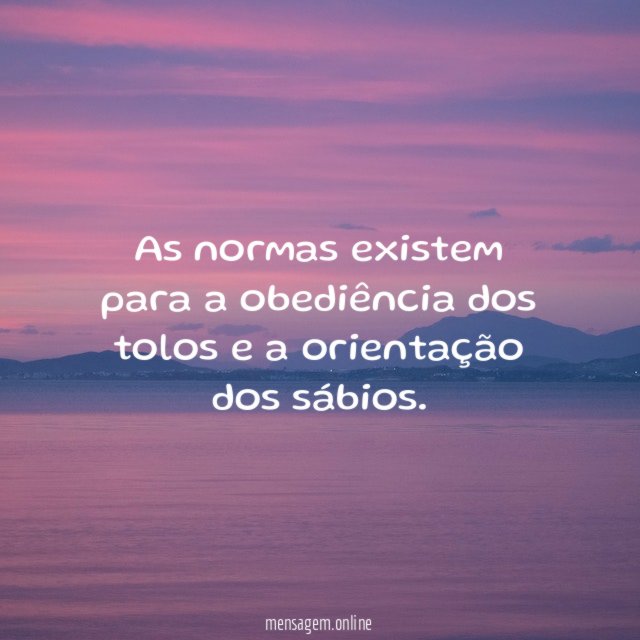 As normas existem para a obediência dos tolos