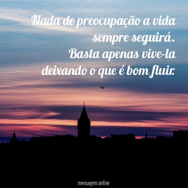 Nada de preocupação a vida sempre seguirá