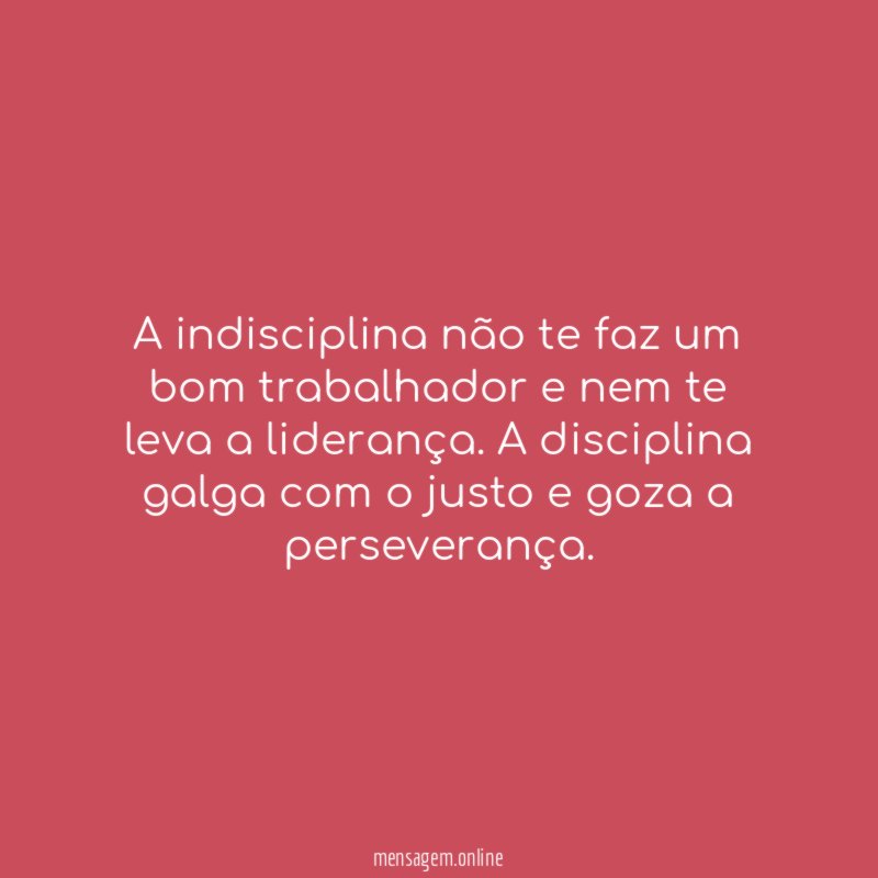 A indisciplina não te faz um bom trabalhador