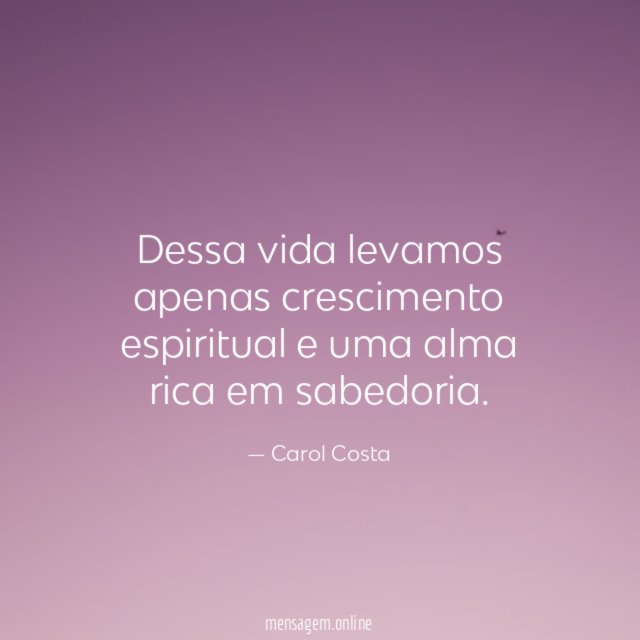 Dessa vida levamos apenas crescimento espiritual e uma alma rica em sabedoria
