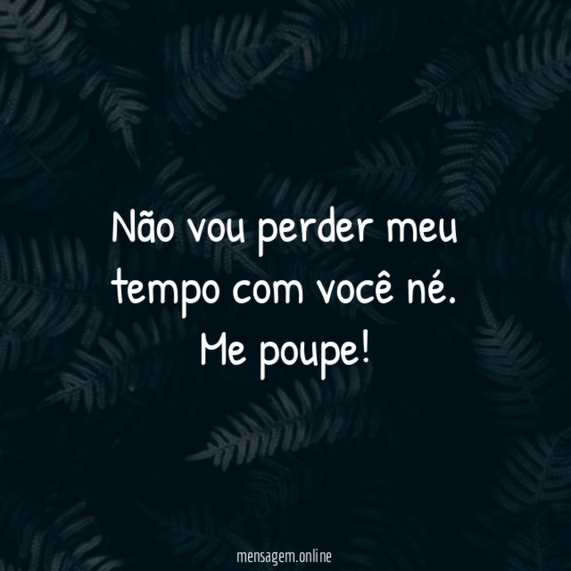 Não vou perder meu tempo com você né