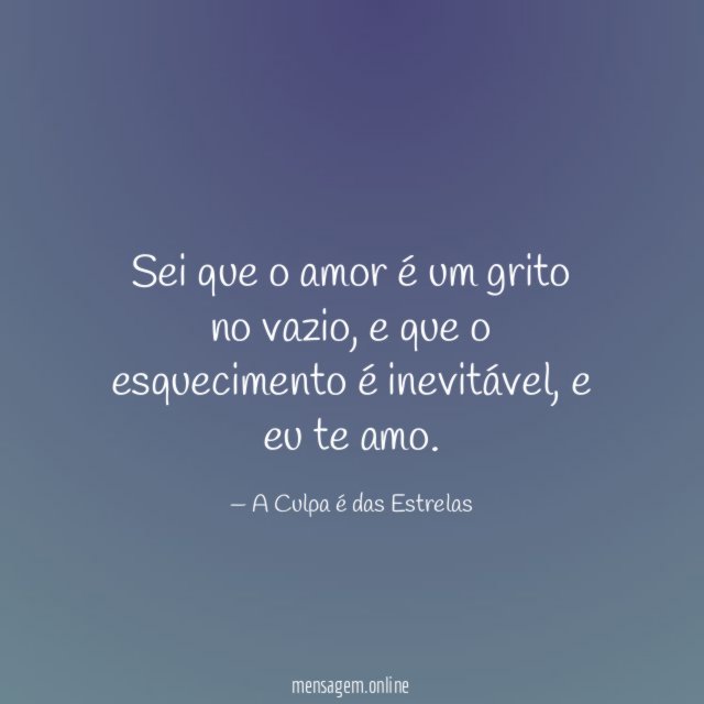 Sei que o amor é um grito no vazio