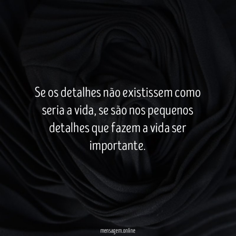 Se os detalhes não existissem como seria a vida