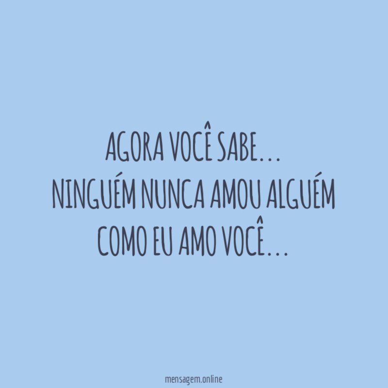 Agora você sabe