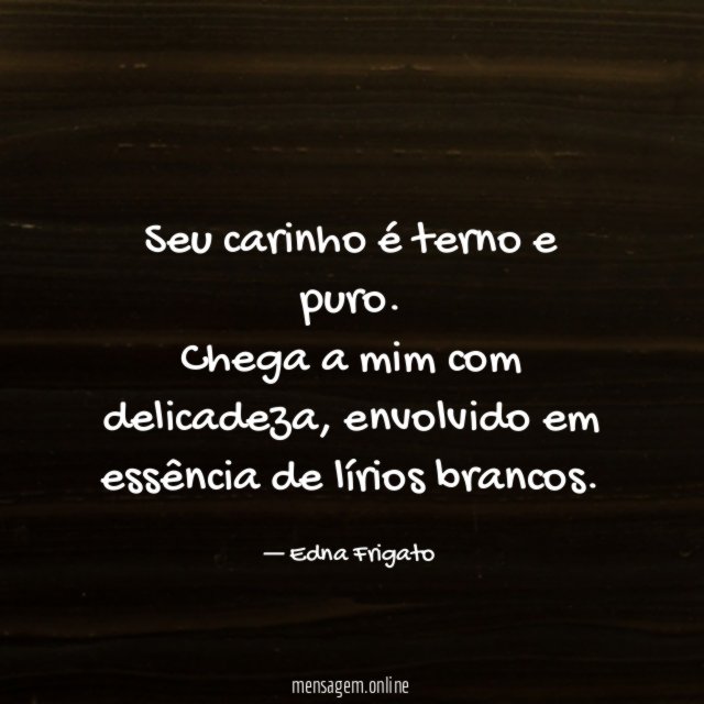 Seu carinho é terno e puro