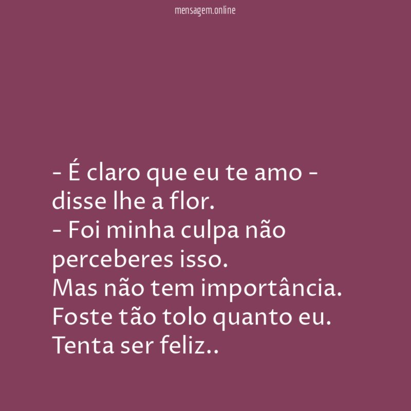 É claro que eu te amo - disse lhe a flor