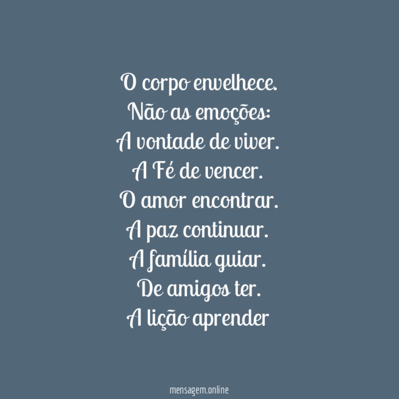 O corpo envelhece