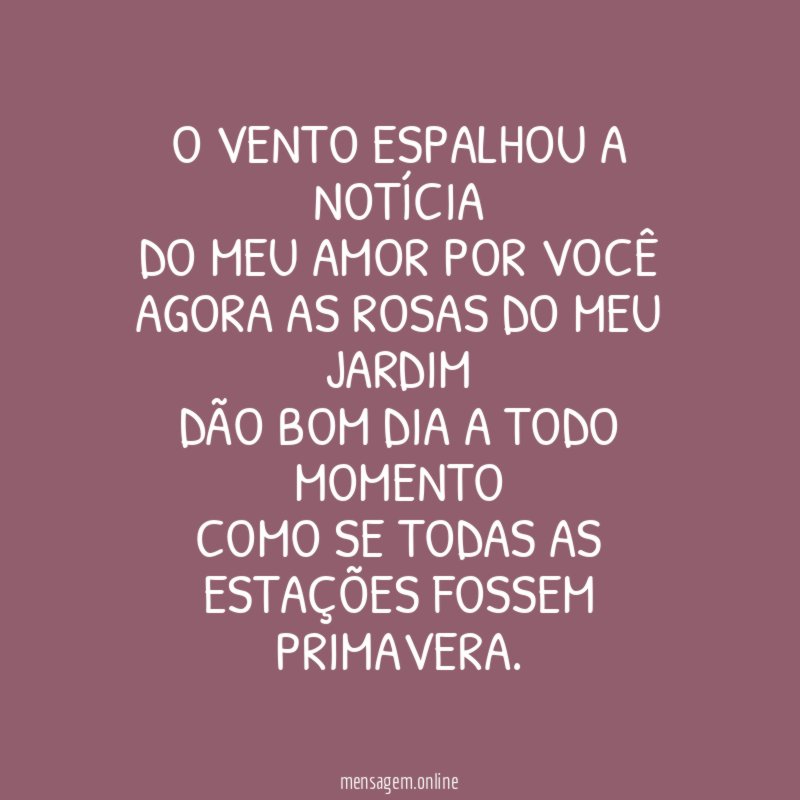 O vento espalhou a notícia Do meu amor por