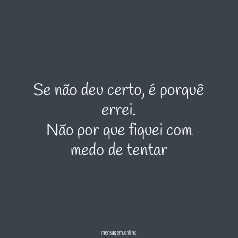 Se não deu certo