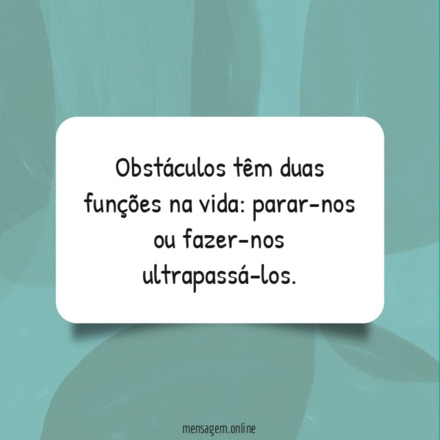 Obstáculos têm duas funções na vida