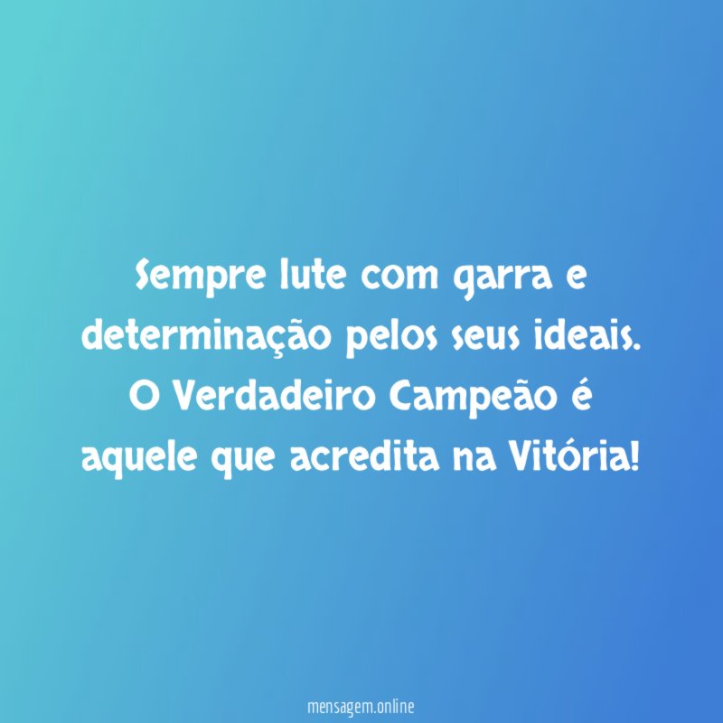 Sempre lute com garra e determinação pelos seus ideais
