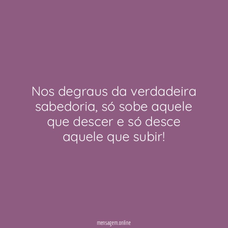 Nos degraus da verdadeira sabedoria