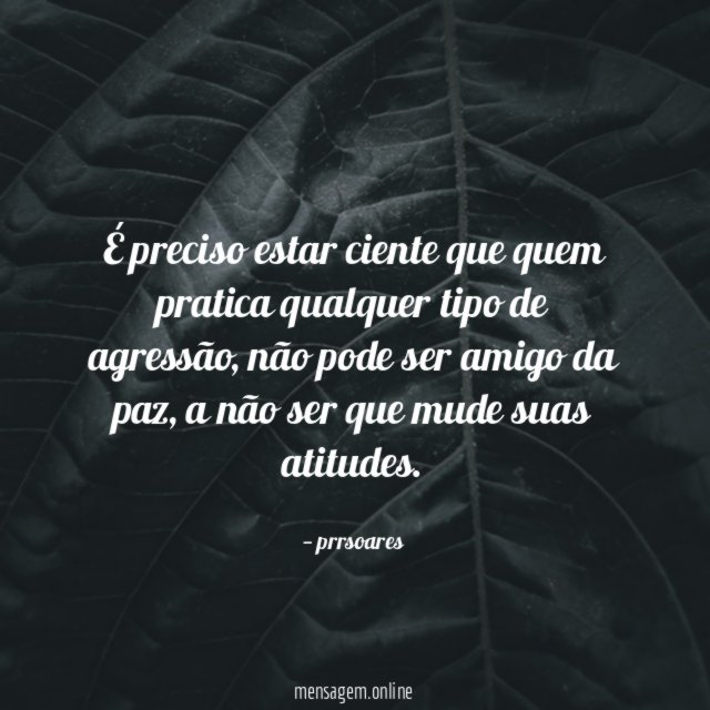 É preciso estar ciente que quem pratica qualquer tipo de agressão