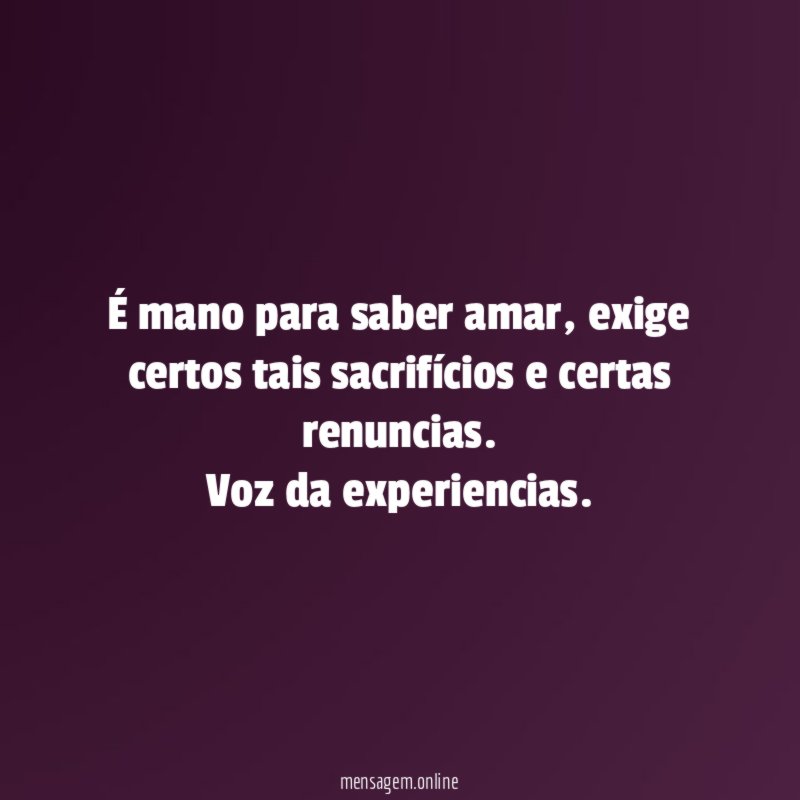 É mano para saber amar
