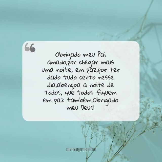 Obrigado meu Pai amado