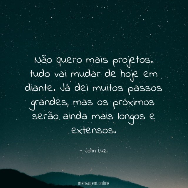 Não quero mais projetos