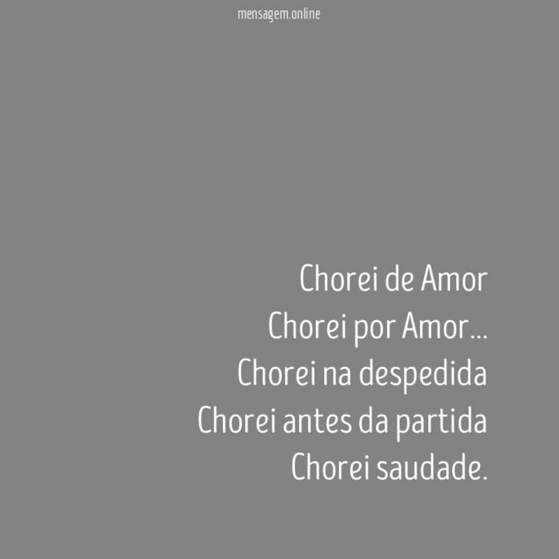 Chorei de Amor Chorei por Amor