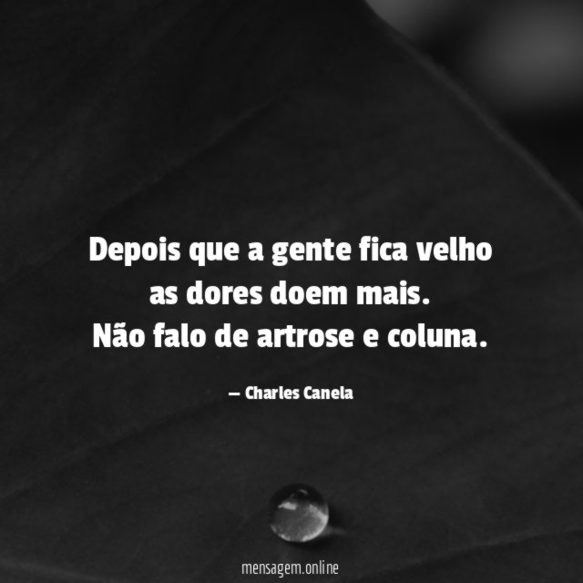 Depois que a gente fica velho as dores doem mais