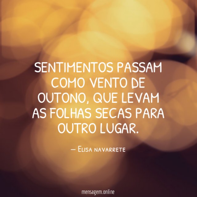Sentimentos passam como vento de outono