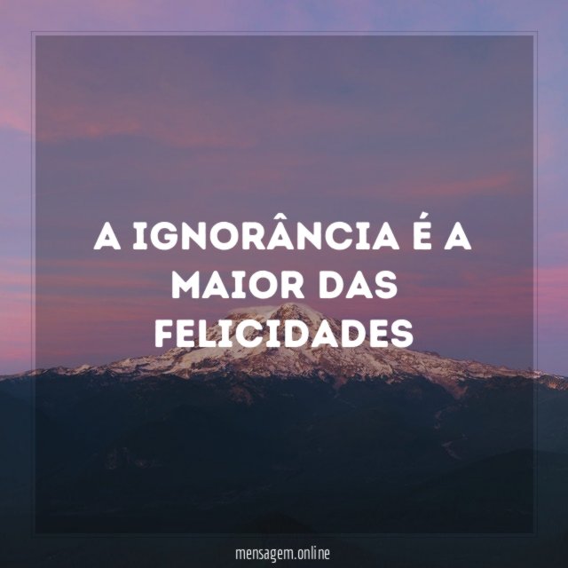A Ignorância é a maior das Felicidades "